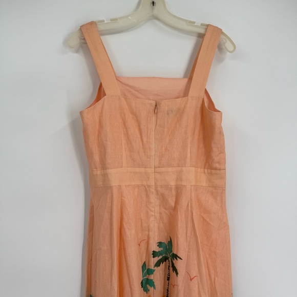 Talbots Sunset Horizon Floral Linen Maxi Dress Womens Size 8P Tropical Peach - Picture 9 of 11